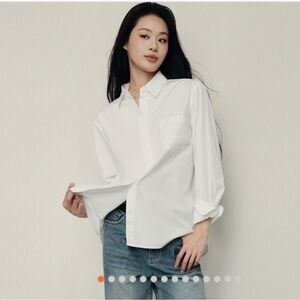 NWOT Giordano Women 100% Cotton Poplin Long Sleeve Shirt M
